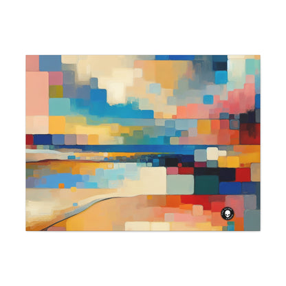 "Sunset Serenity : Peinture de champs de couleurs pastel doux" - La peinture de champs de couleurs Alien Canva