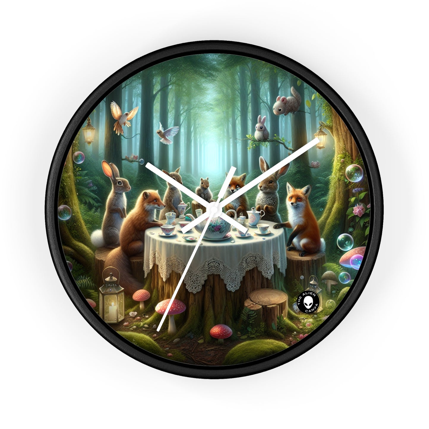 "Enchanted Forest Tea Time" - The Alien Wall Clock