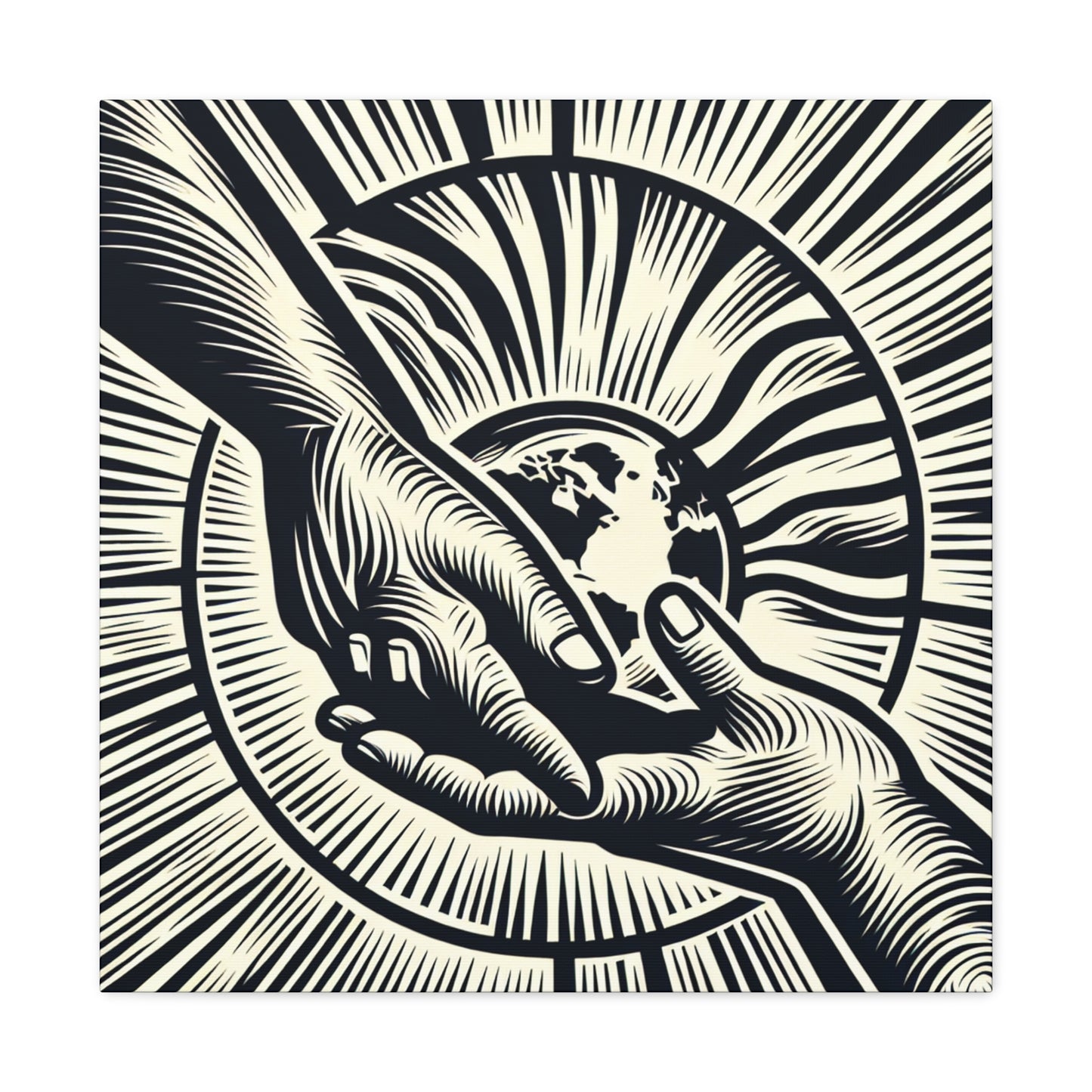 "Uniting Hands, Uniting Nations" - The Alien Canva Woodcut Printing Style