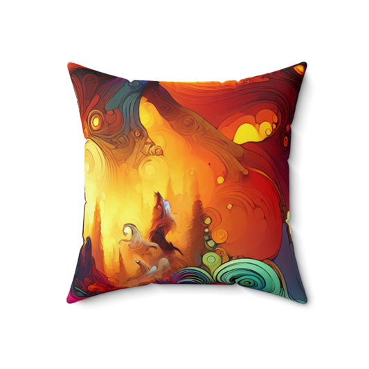 "Crossovers Clash: The Ultimate Battle of Dimensions"- The Alien Spun Polyester Square Pillow Video Game Art