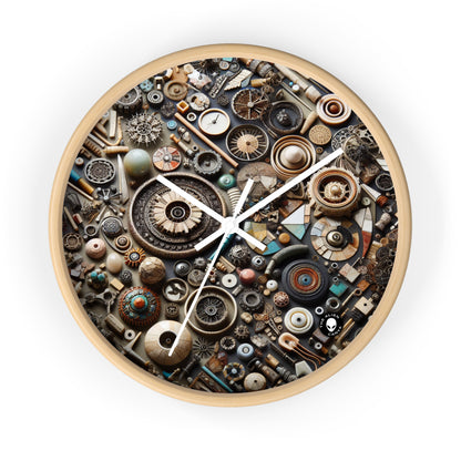 "Nature's Tapestry: Assemblage Art with Found Objects" - The Alien Wall Clock Assemblage Art