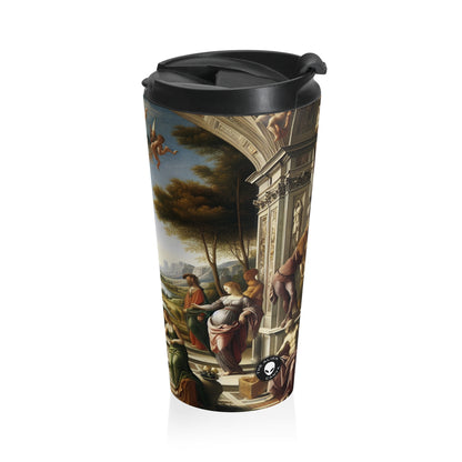 "El renacimiento de una ciudad: combinación de elegancia clásica con energía urbana moderna" - Taza de viaje de acero inoxidable The Alien Renaissance Art