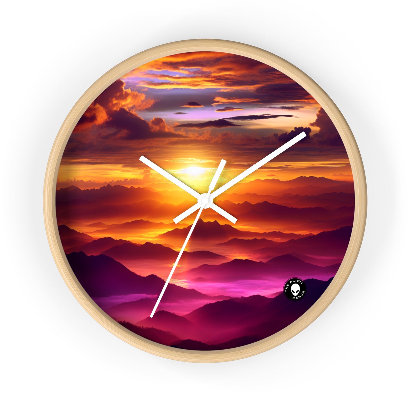 "Dawning Peaks: A Mountain Sunrise" - The Alien Wall Clock