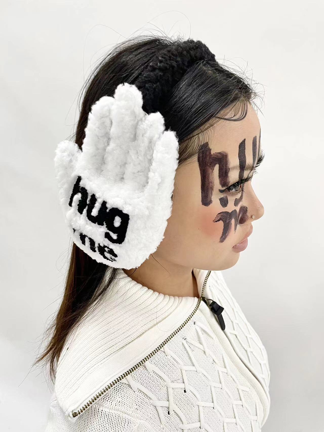 Palm Earmuffs Lambswool Letters Warm-keeping Earmuffs