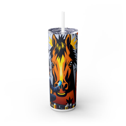 "L'unité dans la diversité : une peinture murale vibrante de street art" - The Alien Maars® Skinny Tumbler with Straw 20oz Street Art