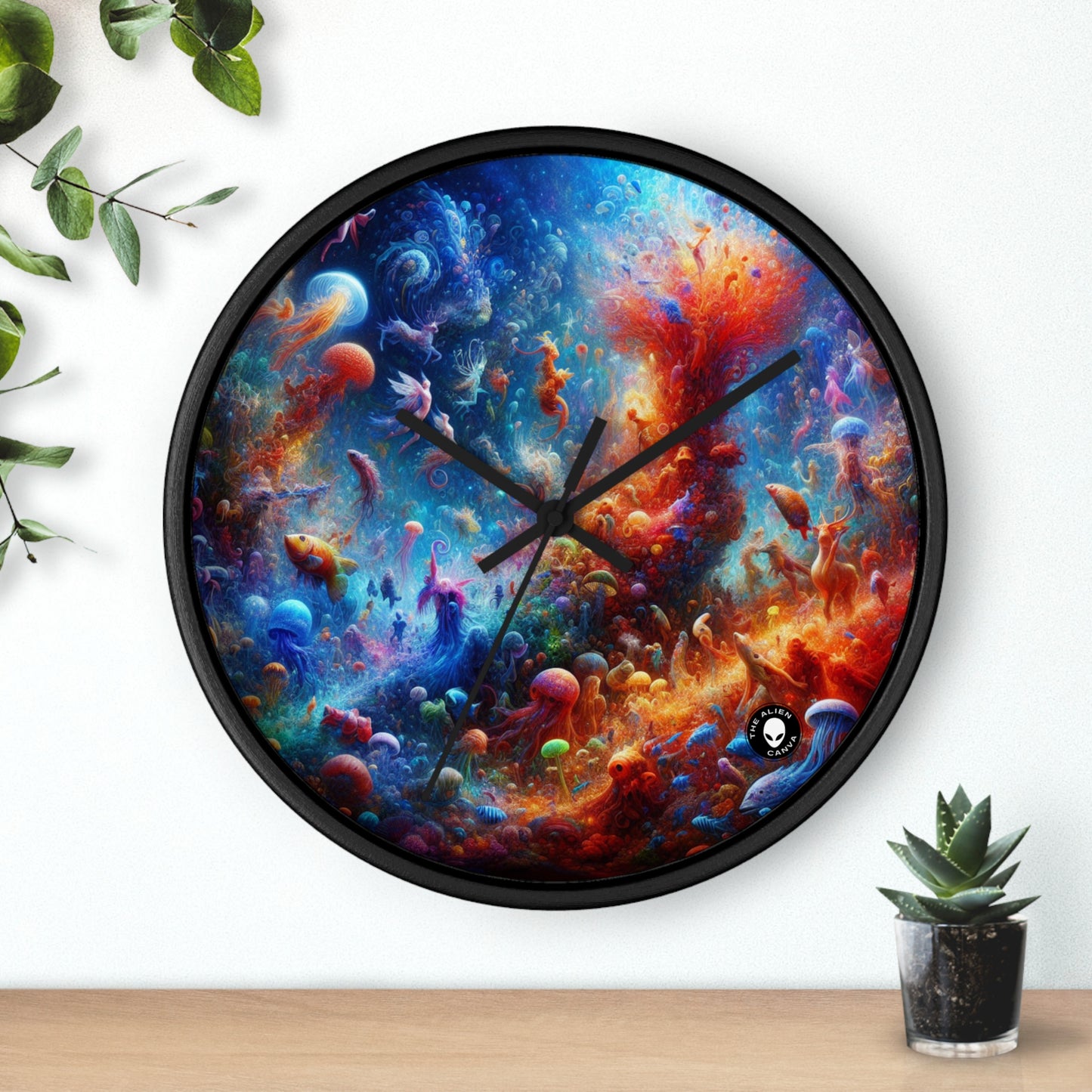 "Glowing Coral Dance Party" - The Alien Wall Clock