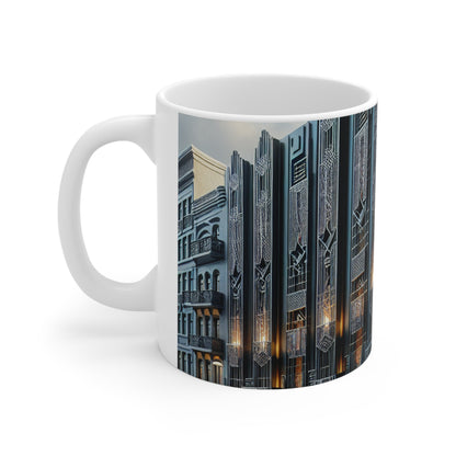 "Illuminating Elegance: An Art Deco City Street" - The Alien Ceramic Mug 11oz Art Deco Style