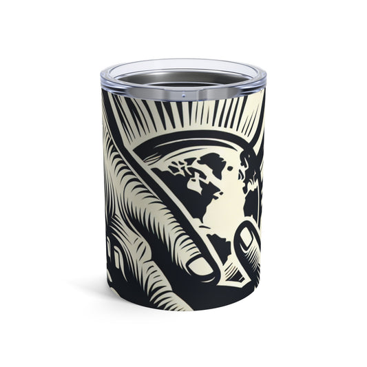 "Uniting Hands, Uniting Nations" - The Alien Tumbler 10oz Woodcut Printing Style