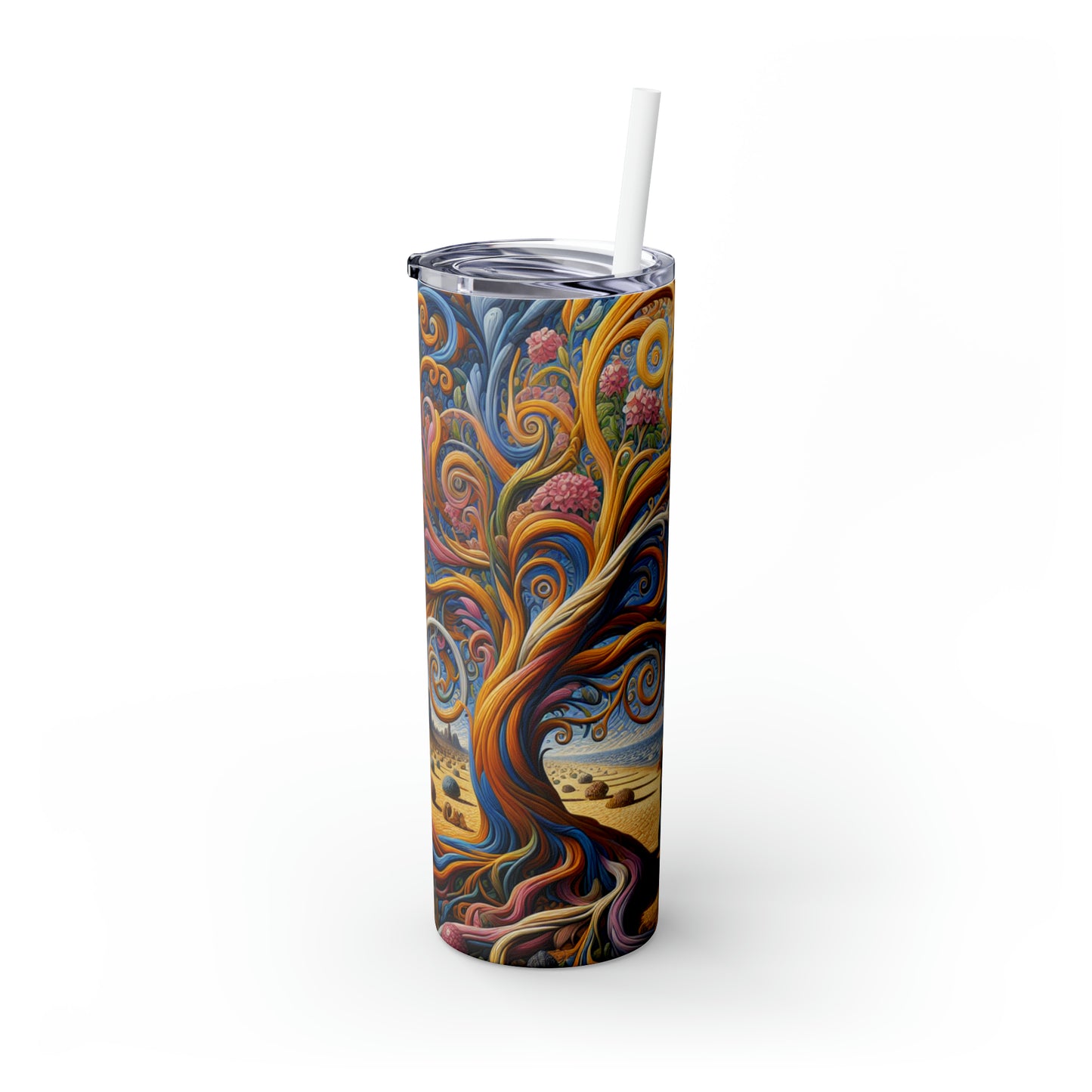 "Oasis Illusion: An Immersive Hyperrealistic Experience" - The Alien Maars® Skinny Tumbler with Straw 20oz Hyperrealism