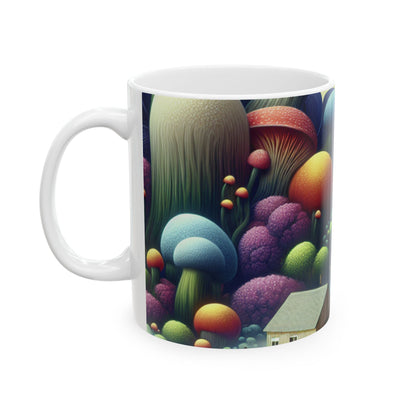 « Flore géante et villages miniatures : un pays des merveilles de rêve » – Tasse en céramique Alien 11 oz