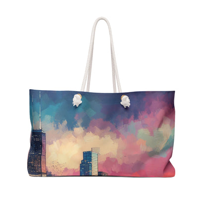 "Reflejos oscuros: horizonte de la ciudad al atardecer" - The Alien Weekender Bag