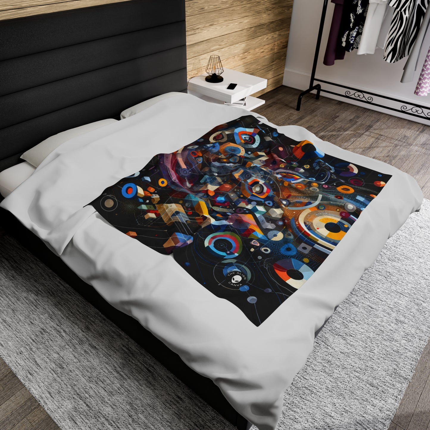 "A Geometric Moment In Time" - The Alien Velveteen Plush Blanket Digital Art