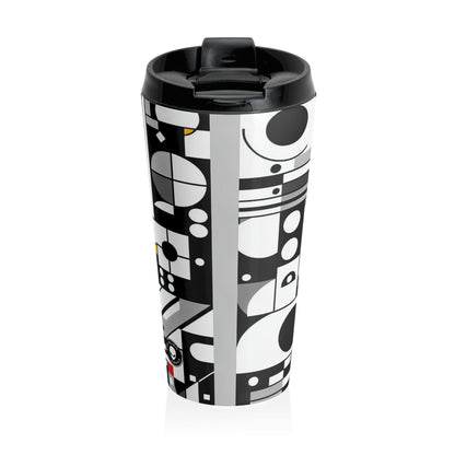 "Dynamic Suprematism: Geometric Harmony in Primary Colors" - The Alien Stainless Steel Travel Mug Suprematism