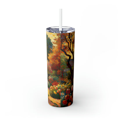 "Fauvist Garden Oasis" - The Alien Maars® Skinny Tumbler with Straw 20oz Fauvism Style