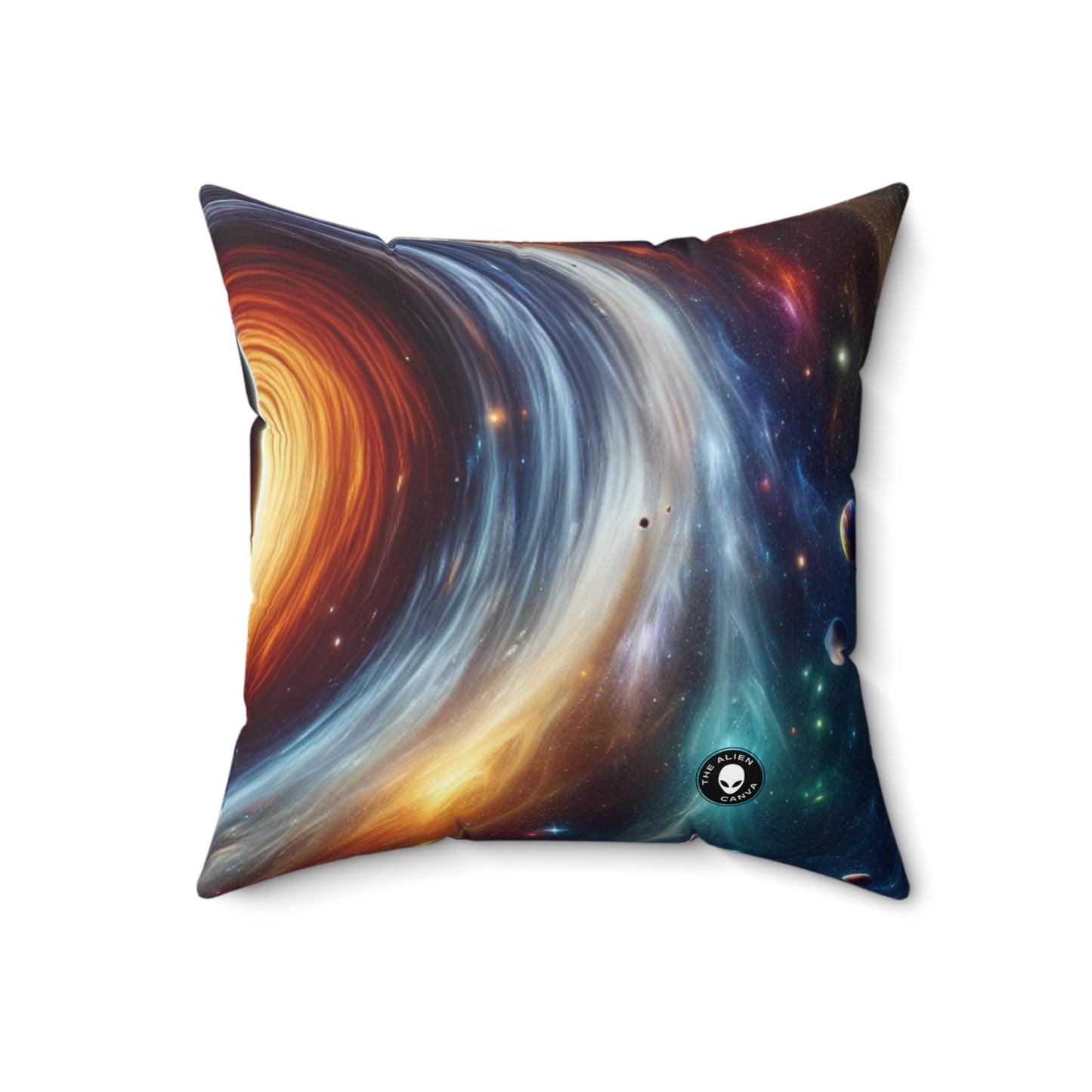 "Galactic Vortex: The Colorful Dance of Stars and Planets"- The Alien Spun Polyester Square Pillow