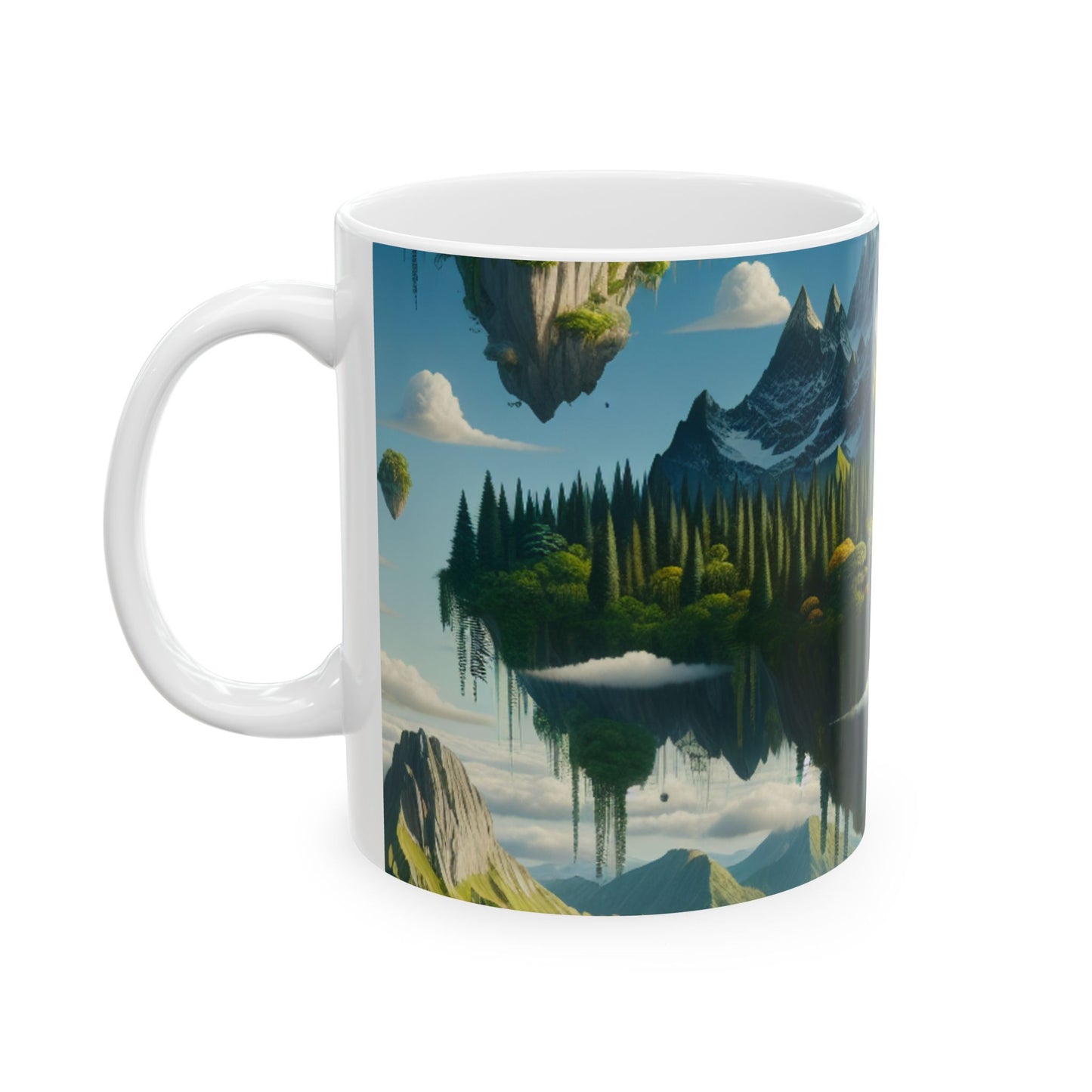 « Les îles élémentaires : un voyage onirique à travers les merveilles de la nature » – Tasse en céramique Alien 11 oz