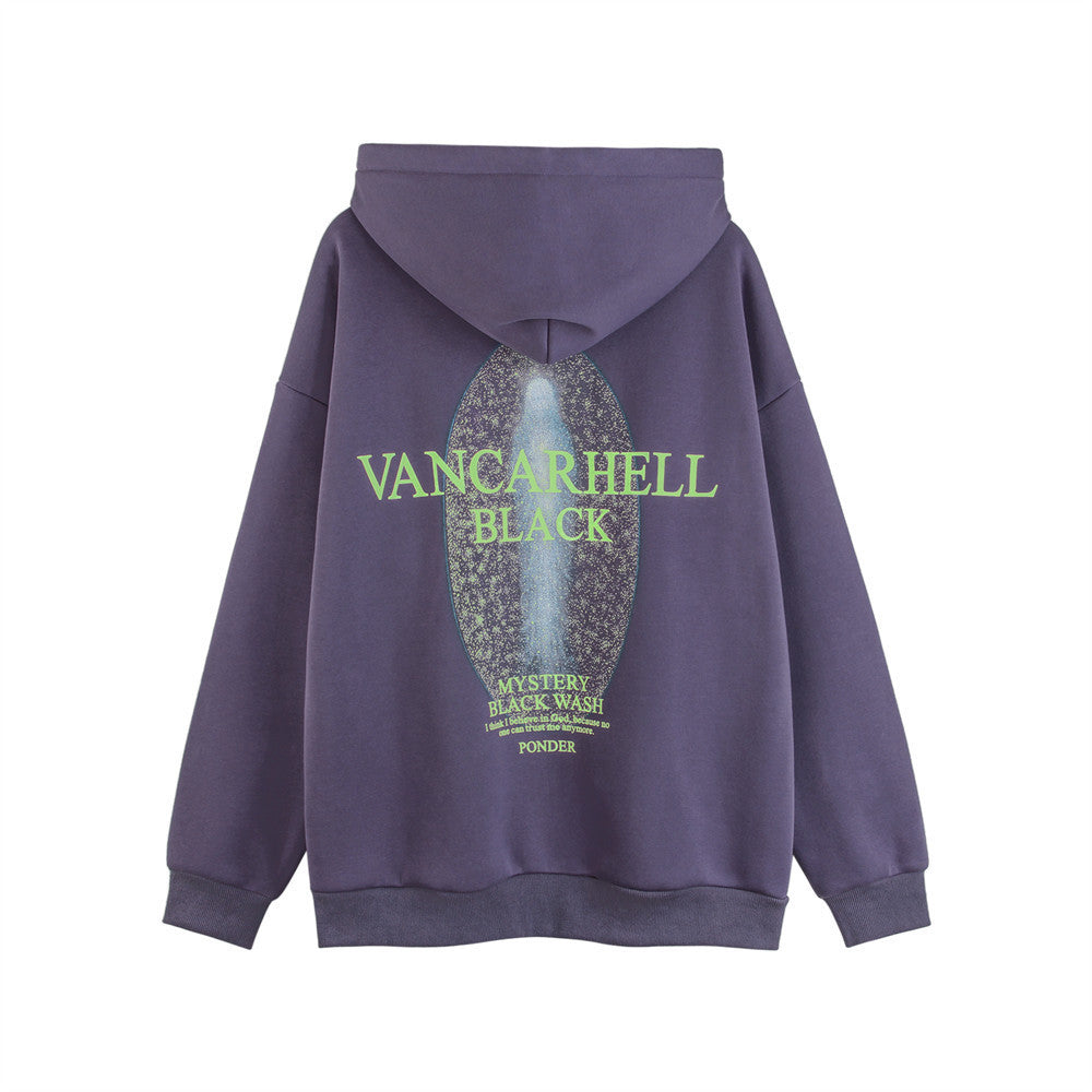 Letter Printed Fleece Hoodie Coat