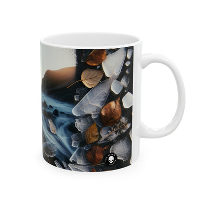 "Fleeting Forest: Ephemeral Art Installation in Nature" - The Alien Ceramic Mug 11oz Ephemeral Art