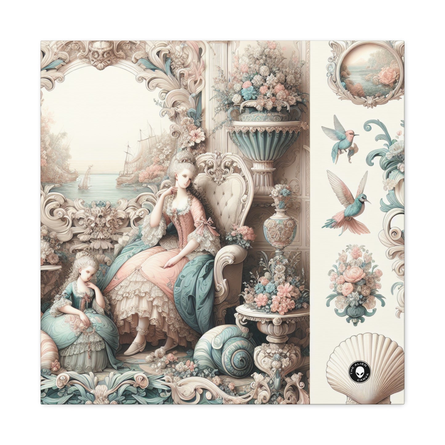 "Enchantement dans les jardins pastel : princesse féerique rococo" - The Alien Canva Rococo