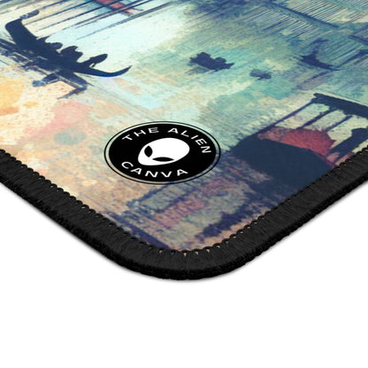 Côte tranquille : une peinture sereine au coucher du soleil à l'aquarelle – The Alien Gaming Mouse Pad aquarelle