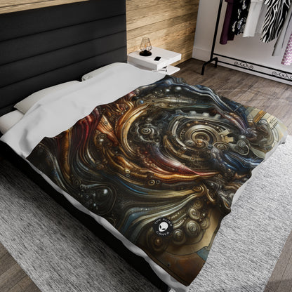 "Bio-Mech Cityscape: Harmonious Fusion" - The Alien Velveteen Plush Blanket Bio-mechanical Art