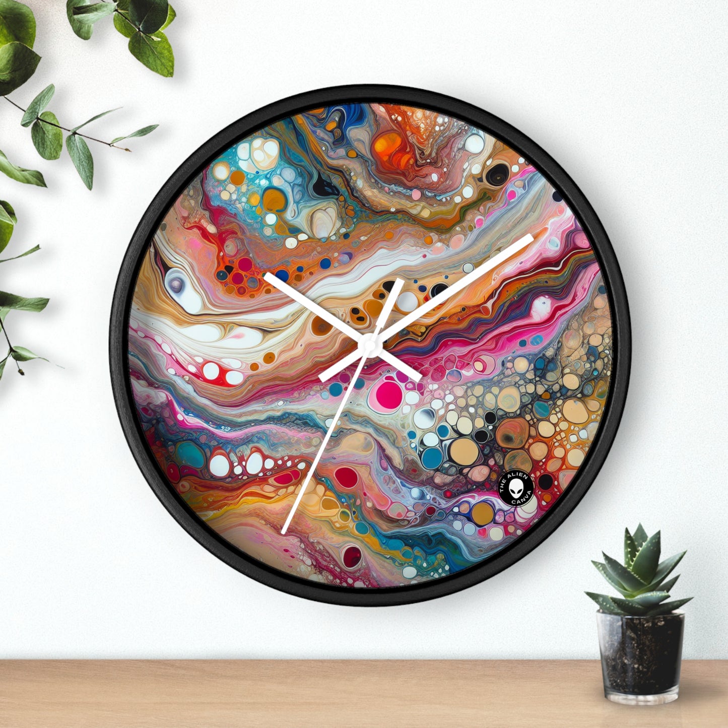 "Colores cósmicos: creación de un fascinante vertido acrílico inspirado en nebulosas celestes" - The Alien Wall Clock Acrylic Pouring