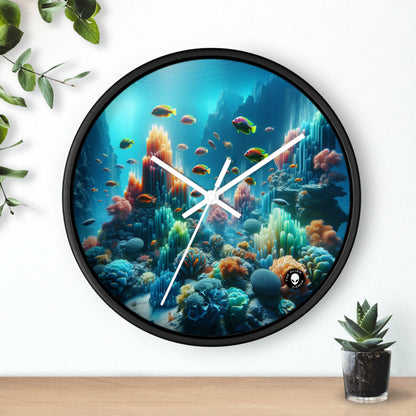 "Neon Reef: una sinfonía surrealista submarina" - El reloj de pared alienígena