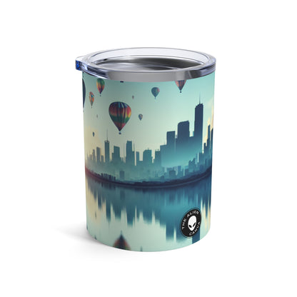 "Mirrored Metropolis: Un lac de rêves" - The Alien Tumbler 10oz