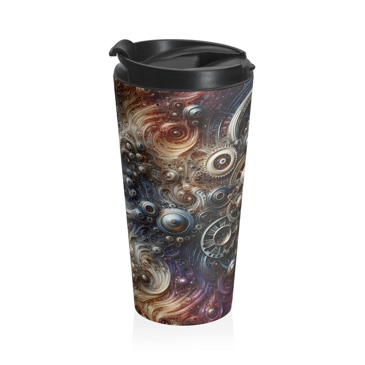 "Cybernetic Sentinel: A Futuristic Fusion of Man and Machine" - The Alien Stainless Steel Travel Mug Bio-mechanical Art