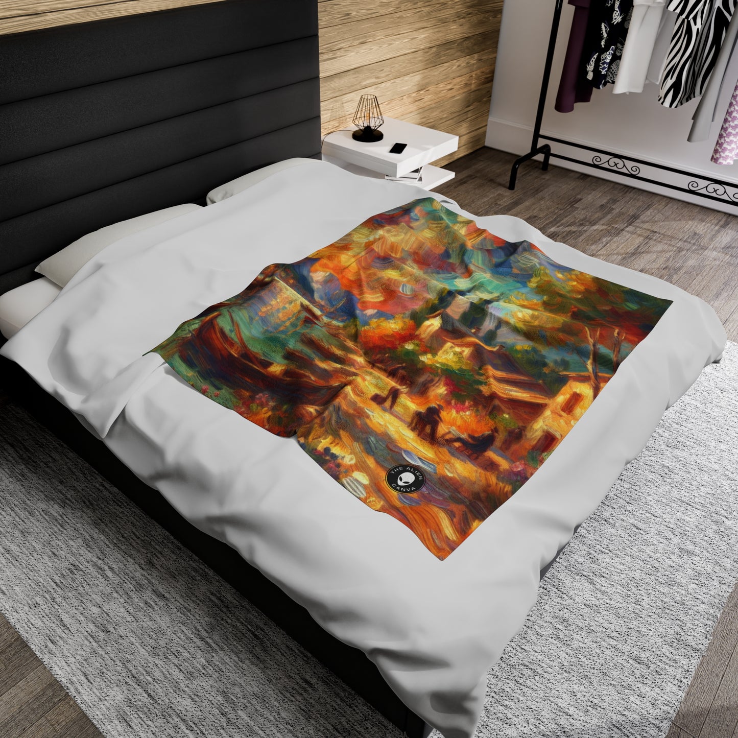 Anochecer dorado: un sereno paseo impresionista junto al agua - The Alien Velveteen Plush Blanket Impressionism