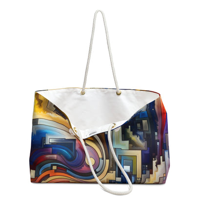 "Serene Blue: Abstract Art with Geometric Shapes" - The Alien Weekender Bag Abstract Art