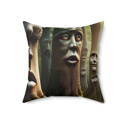 "Whispering Woods: Secrets of the Enchanted Forest"- The Alien Spun Polyester Square Pillow