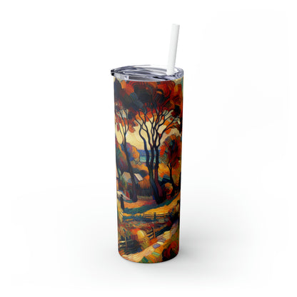 "Nature's Kaleidoscope: A Vivid Fauvism Exploration of the Animal Kingdom" - The Alien Maars® Skinny Tumbler with Straw 20oz Fauvism