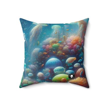 "Jellyfish Dreamland"- The Alien Spun Polyester Square Pillow