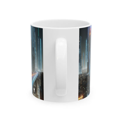 "Neon Nightscapes: A Futuristic City Adventure" - The Alien Ceramic Mug 11oz