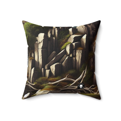 "Spinning Nature's Tapestry: A Breathtaking Land Art Installation Celebrating the Intricate Beauty of Spider Webs"- The Alien Spun Polyester Square Pillow Land Art