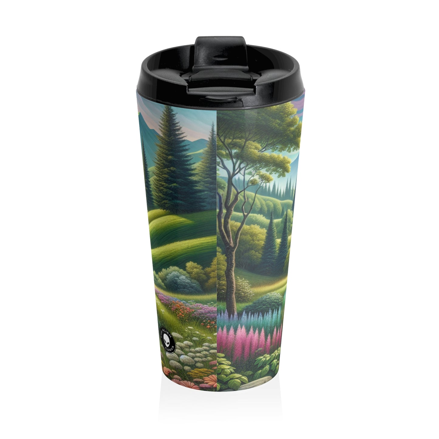 "Seasons in Serenity: An Environmental Art Journey" - The Alien Stainless Steel Travel Mug Environmental Art