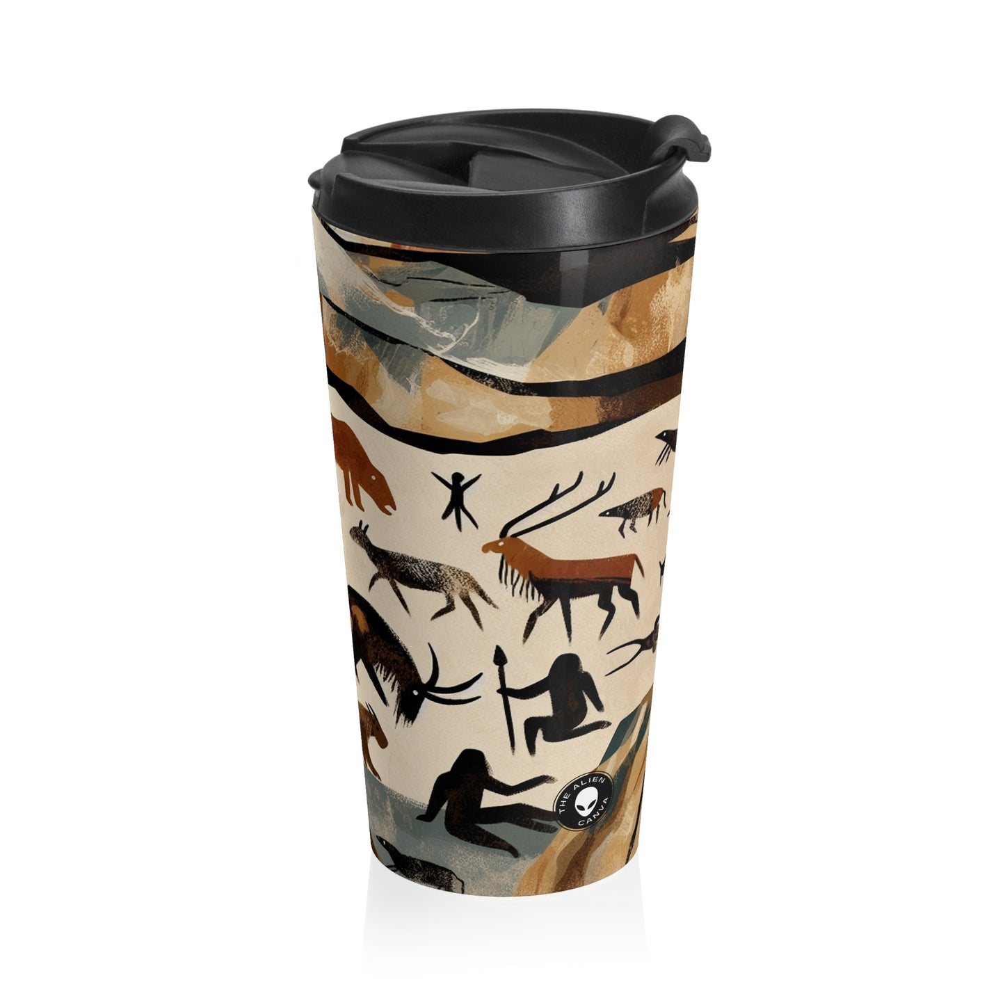 "The Discovery of Fire: A Cave Painting Tale" - The Alien Stainless Steel Travel Mug Cave Painting