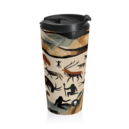 "The Discovery of Fire: A Cave Painting Tale" - The Alien Stainless Steel Travel Mug Cave Painting