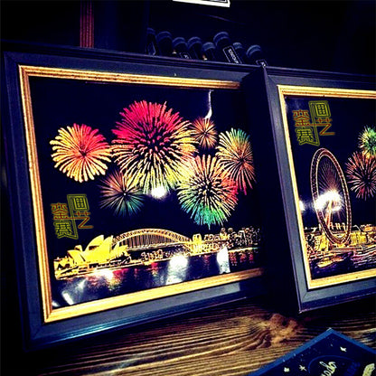 Peinture à gratter - Feux d'artifice