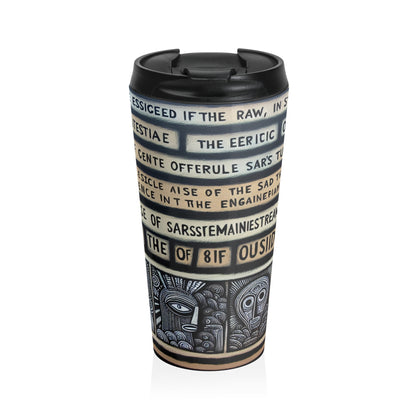 "Intersecting Realities: An Outsider Art Interpretation" - The Alien Stainless Steel Travel Mug Outsider Art