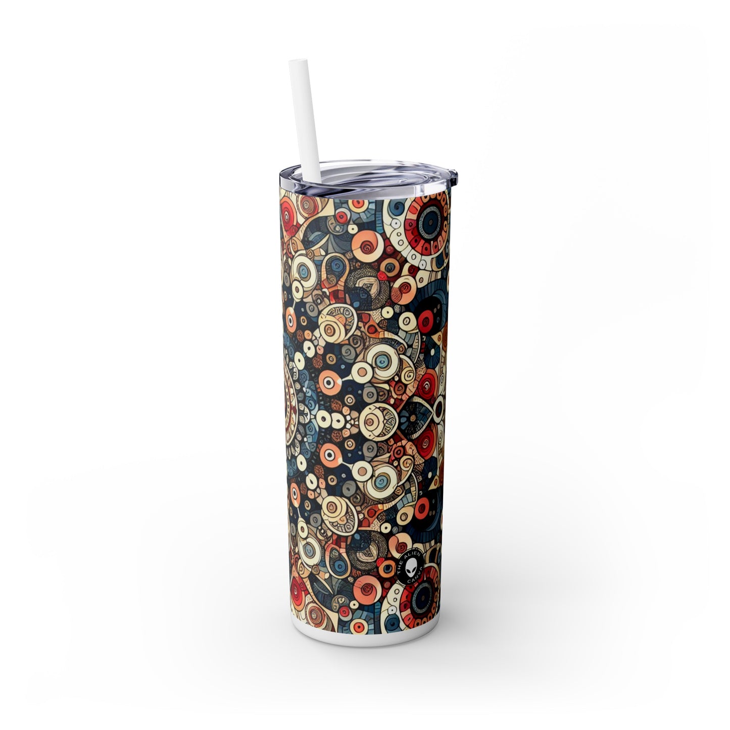 "Nature's Harmony: Floral Mandala Art" - The Alien Maars® Skinny Tumbler with Straw 20oz Pattern Art