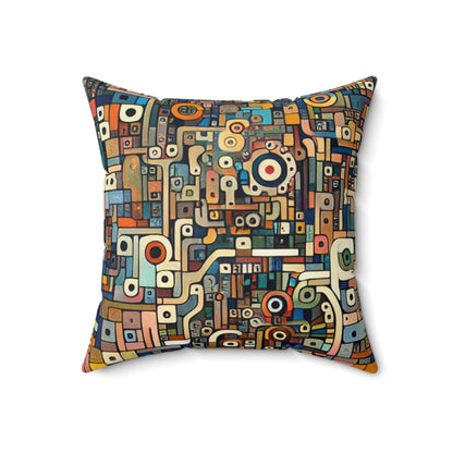 "Neon Nights: Art Brut Reflection of Urban Chaos"- The Alien Spun Polyester Square Pillow Art Brut