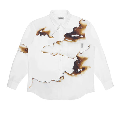 Off-White Ash Printed Long Sleeve Shirt Loose Casual