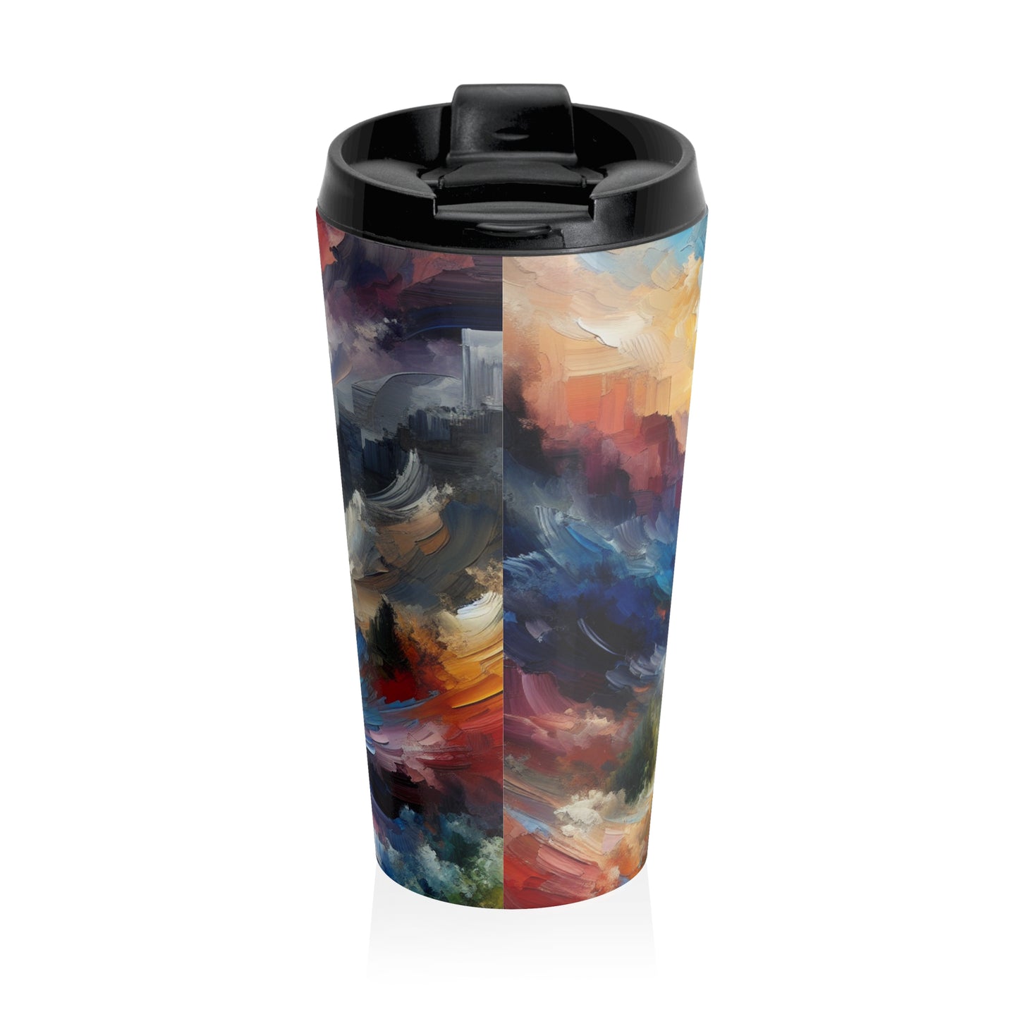 "Abstract Landscape: Exploring Emotional Depths Through Color & Texture" - The Alien Stainless Steel Travel Mug Abstract Expressionism Style