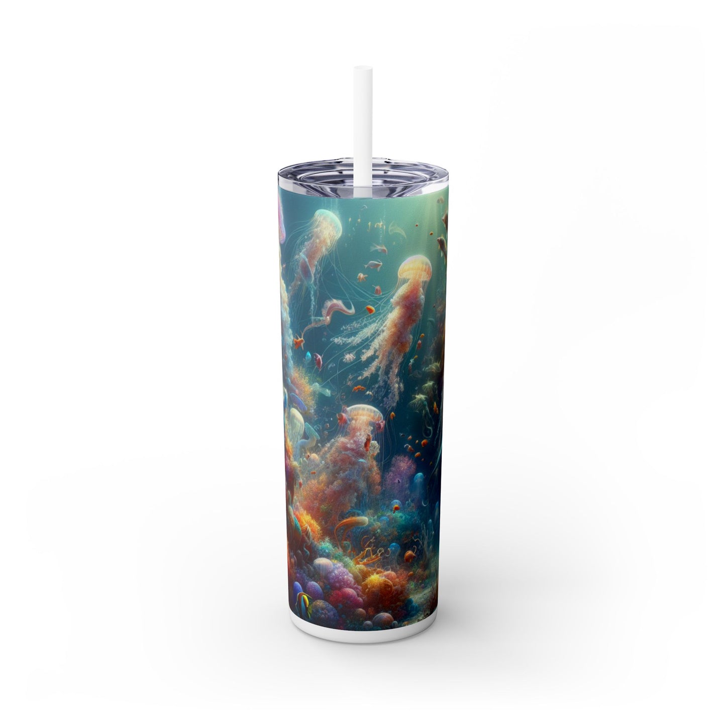 "Enchanted Aquatic Wonderland" - The Alien Maars® Skinny Tumbler with Straw 20oz