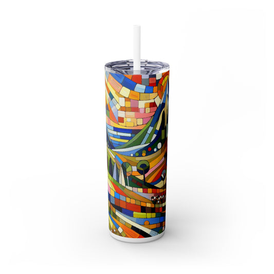 "Picnic Party in the Meadow" - The Alien Maars® Skinny Tumbler with Straw 20oz Naïve Art