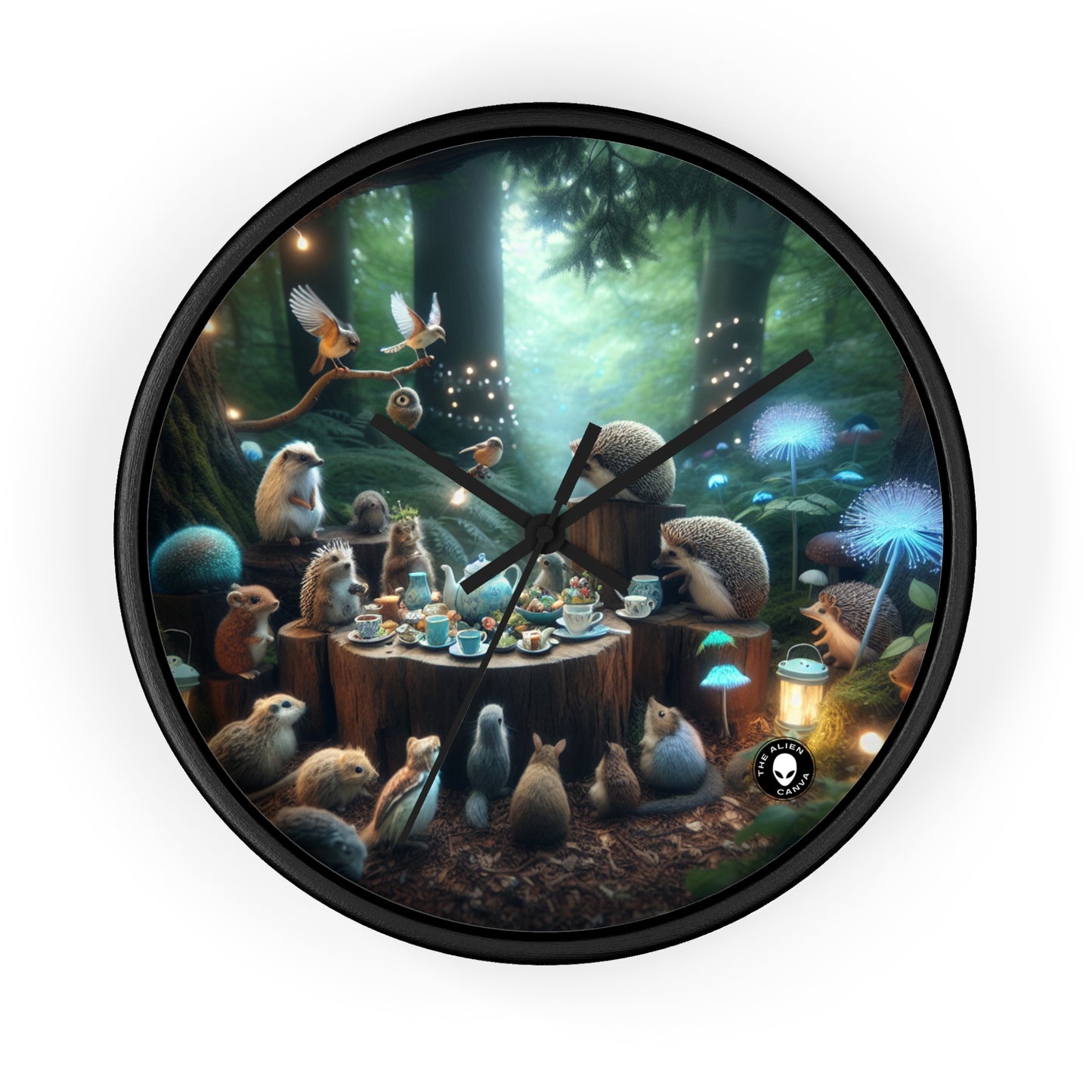 "Enchanted Tea Time: A Magical Forest Gathering" - The Alien Wall Clock