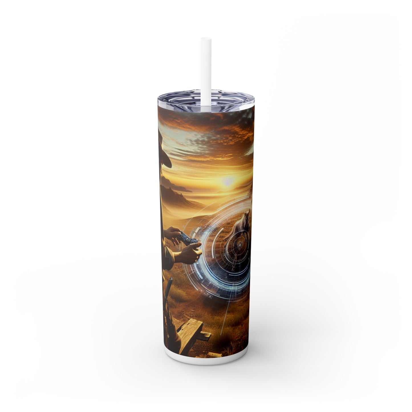 "Expressions éternelles : Portraits d'émotion brute" - The Alien Maars® Skinny Tumbler avec paille 20oz Photoréalisme