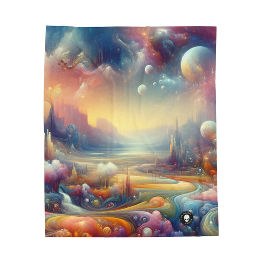 "Dreamscape Delights: A Surreal Painting" - The Alien Velveteen Plush Blanket